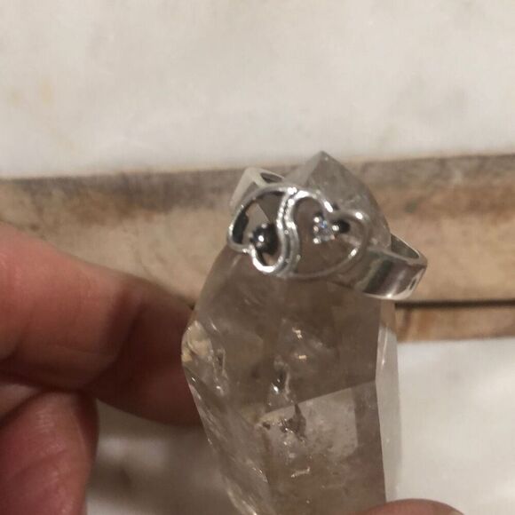 Ring, Sterling Silver Intertwined Hearts Ring set with2 Cubic Zirconia, NEW, siz - Picture 8 of 8